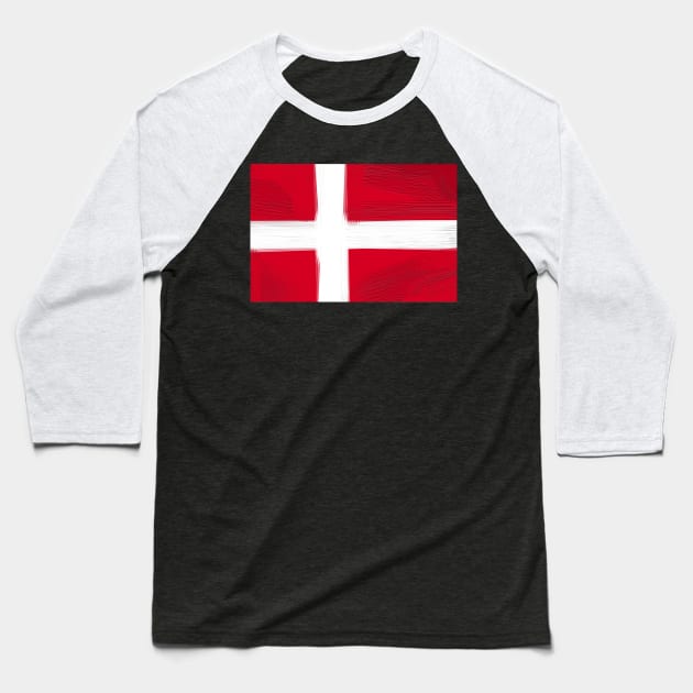 Denmark Flag Baseball T-Shirt by Dojaja